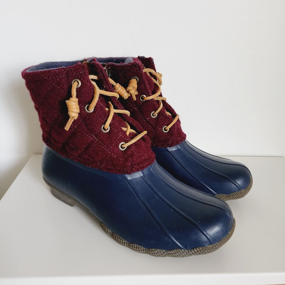 Sperry Wool & Rubber Saltwater Chevron Quilted Duck/Rain Boots